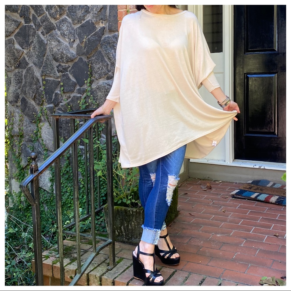 OVERSIZED LOOSE FIT CREAM KNIT SWEATER - Picture 8 of 9